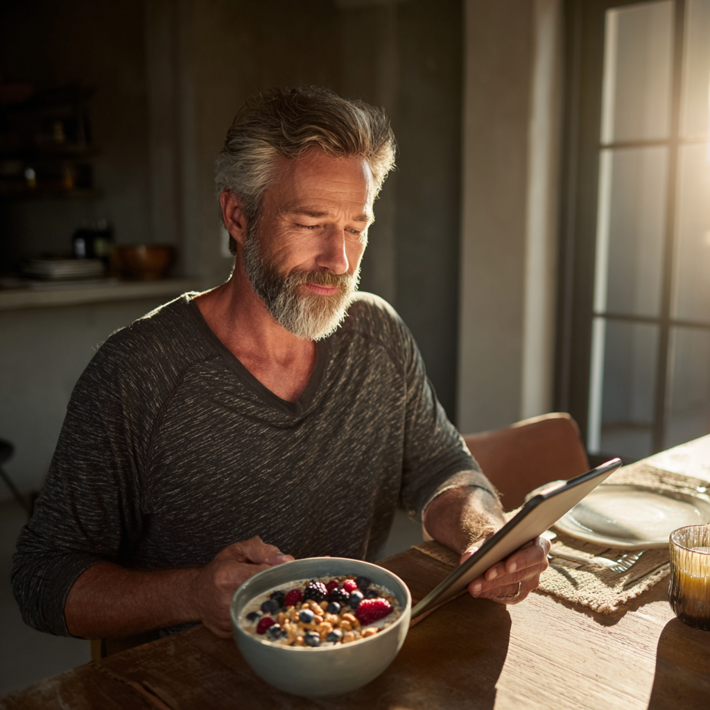 Ilustrácia zdravého trávenia s farebnými potravinami